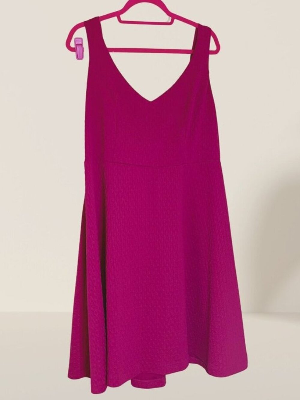Magenta Sleeveless V-Neck Fit & Flare Dress